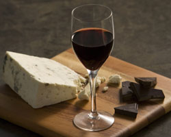 Wine, cheese and chocolate